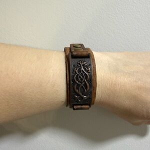 Norse inspired Leather Cuff Bracelet